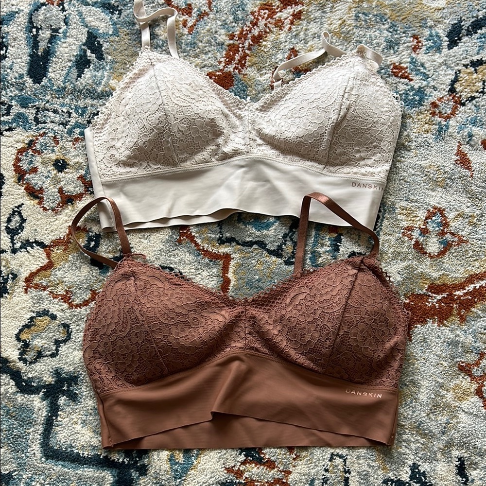Danskin Cream and Brown Lace Bras Intimates Collection